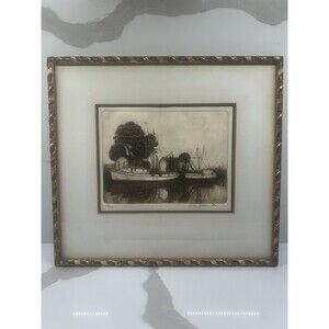 1975 GINGRAS, Gilles Emmanuel "Untitled-Dock" Etching Signed in Pencil 19 of 100